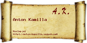 Anton Kamilla névjegykártya